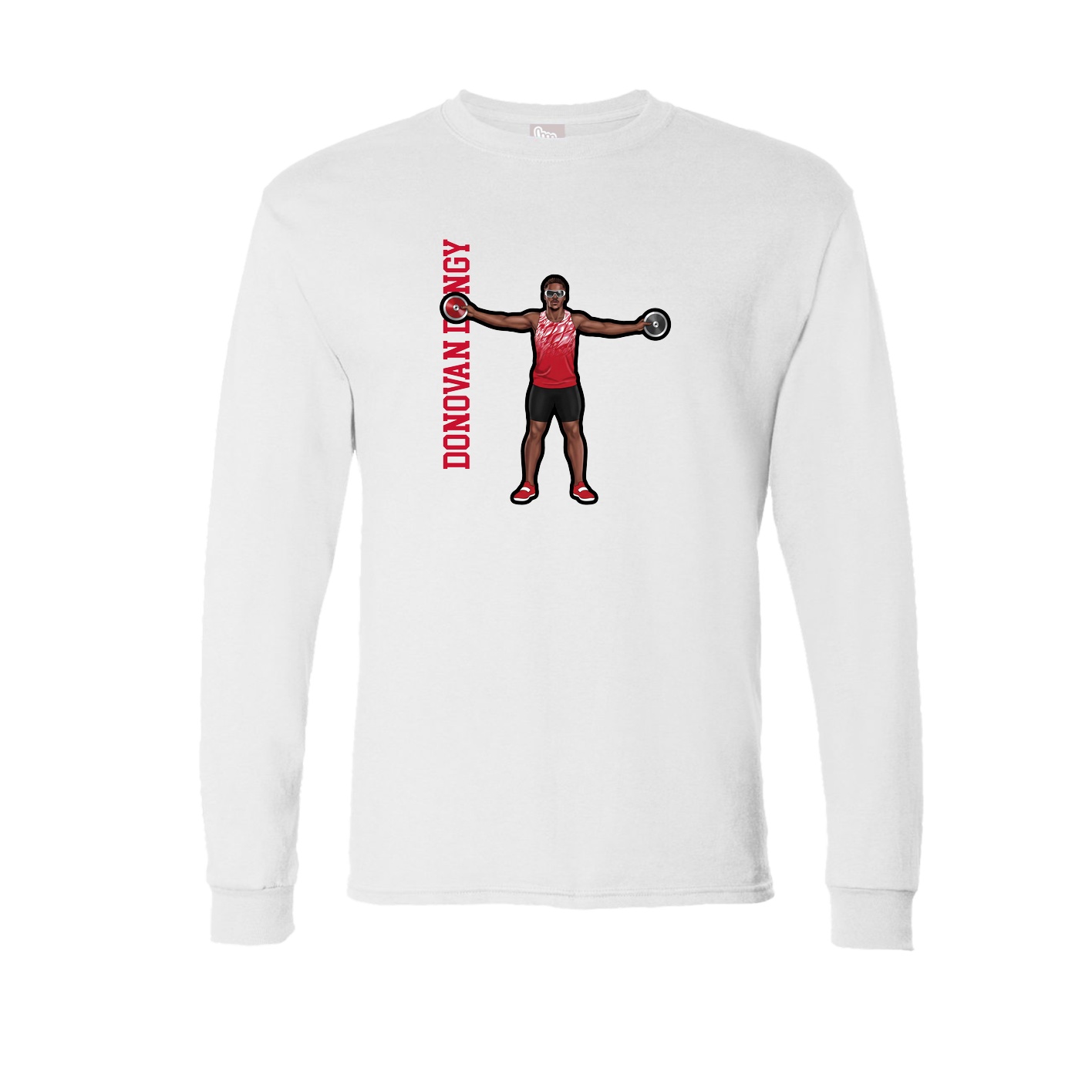 Long Sleeve Tee — Name Vertical in White