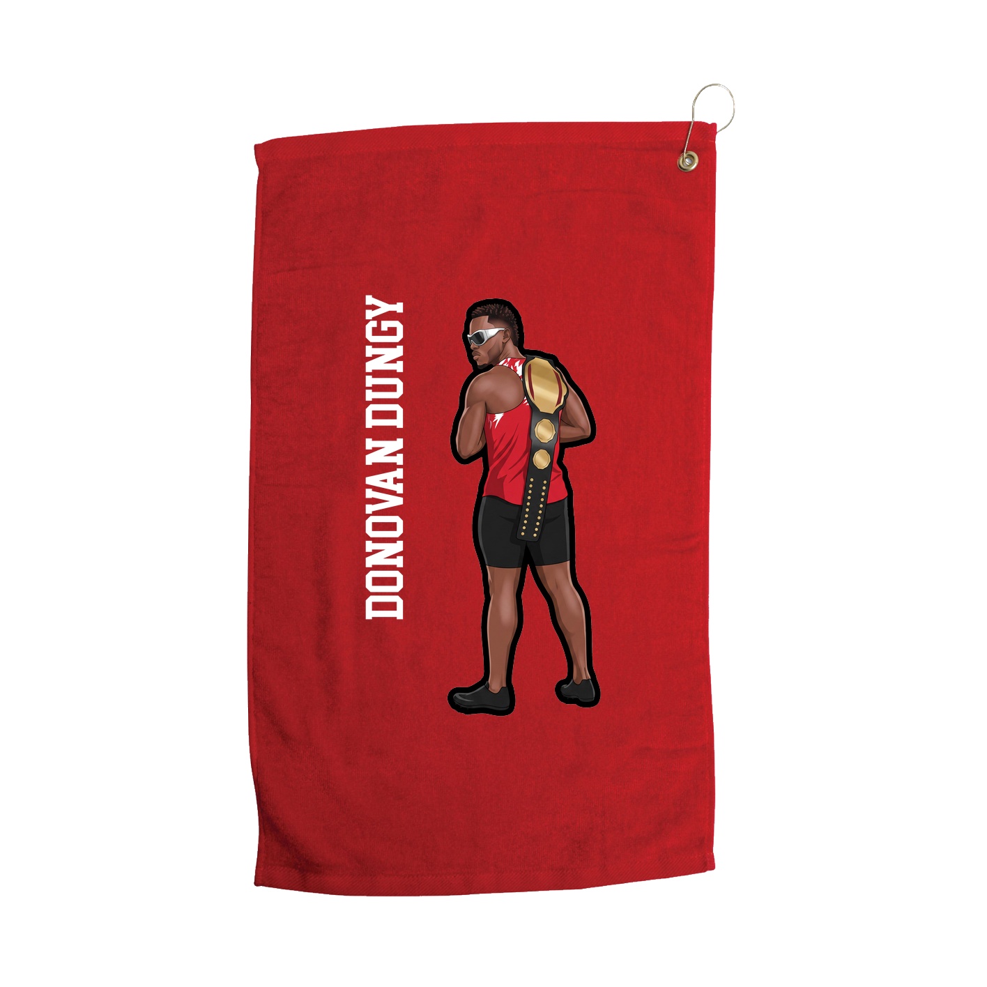 Golf Towel — Name Vertical in Red