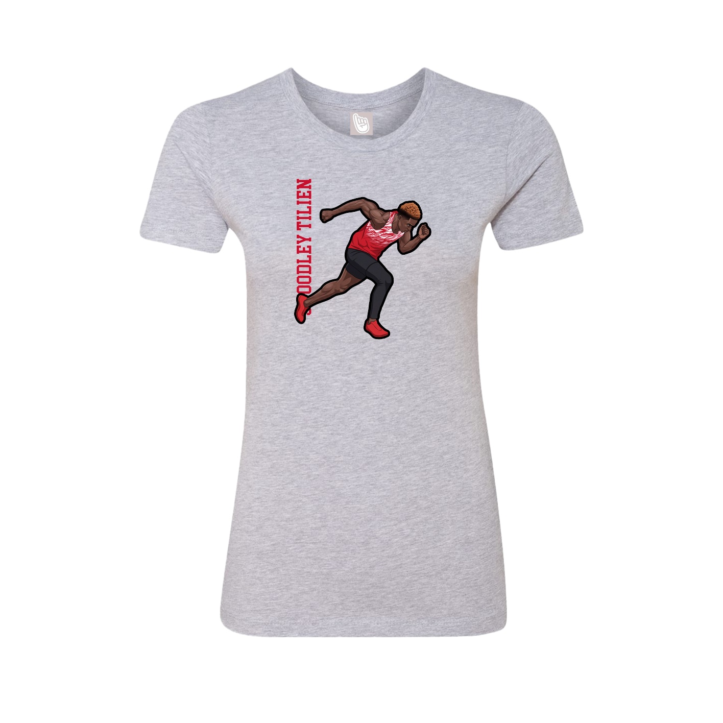 Fitted Women's Tee — Name Vertical in Grey