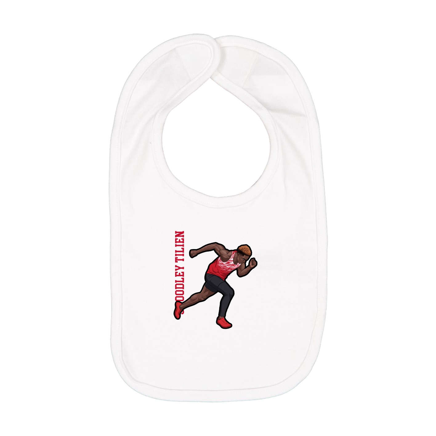 Infant Bib — Name Vertical in White