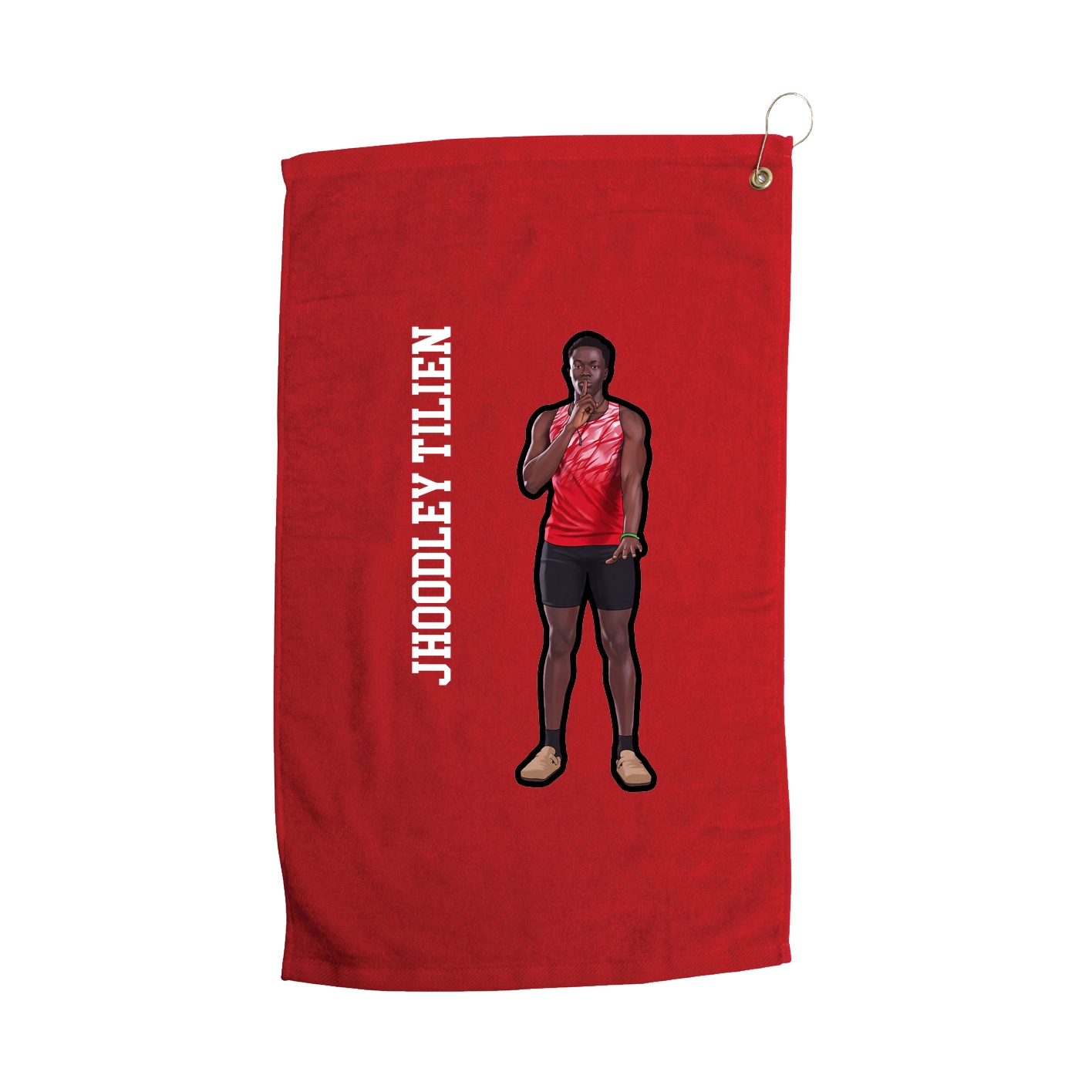 Golf Towel — Name Vertical in Red
