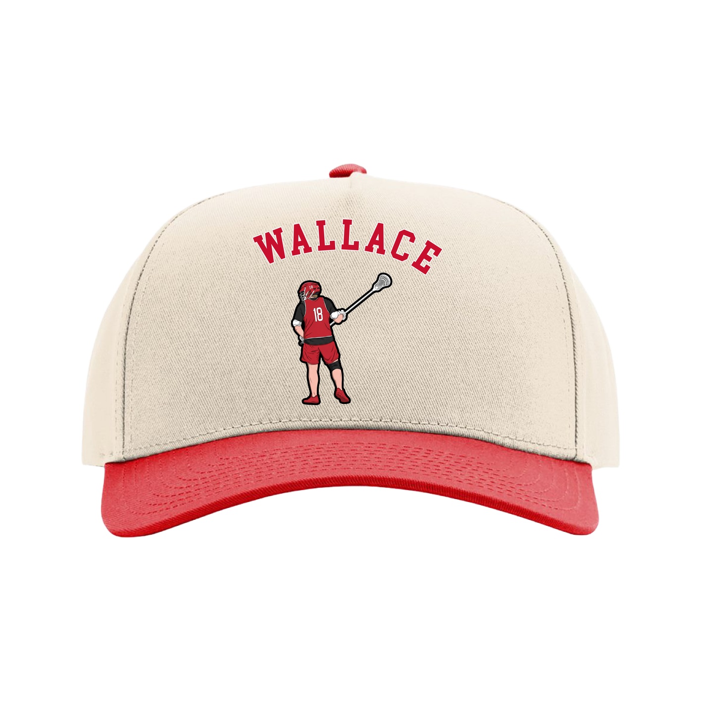 Full Fabric Five-Panel Champ Cap — Shirsey Arch in Cream/Red