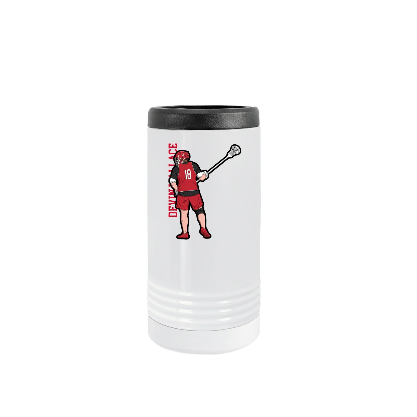 Slim Beverage Holder — Name Vertical in White