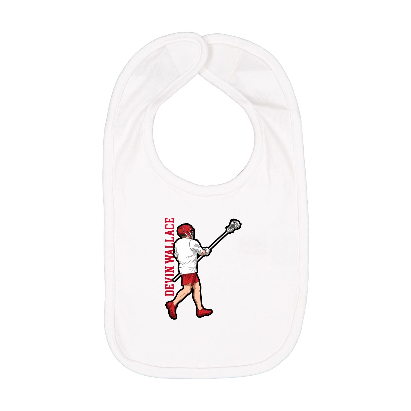 Infant Bib — Name Vertical in White