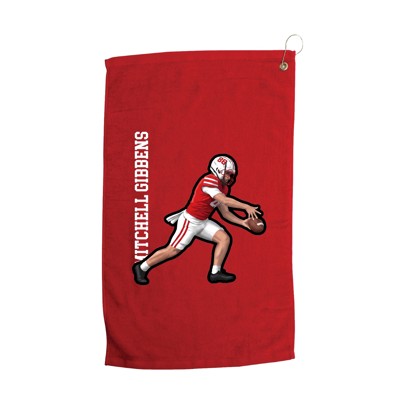 Golf Towel — Name Vertical in Red