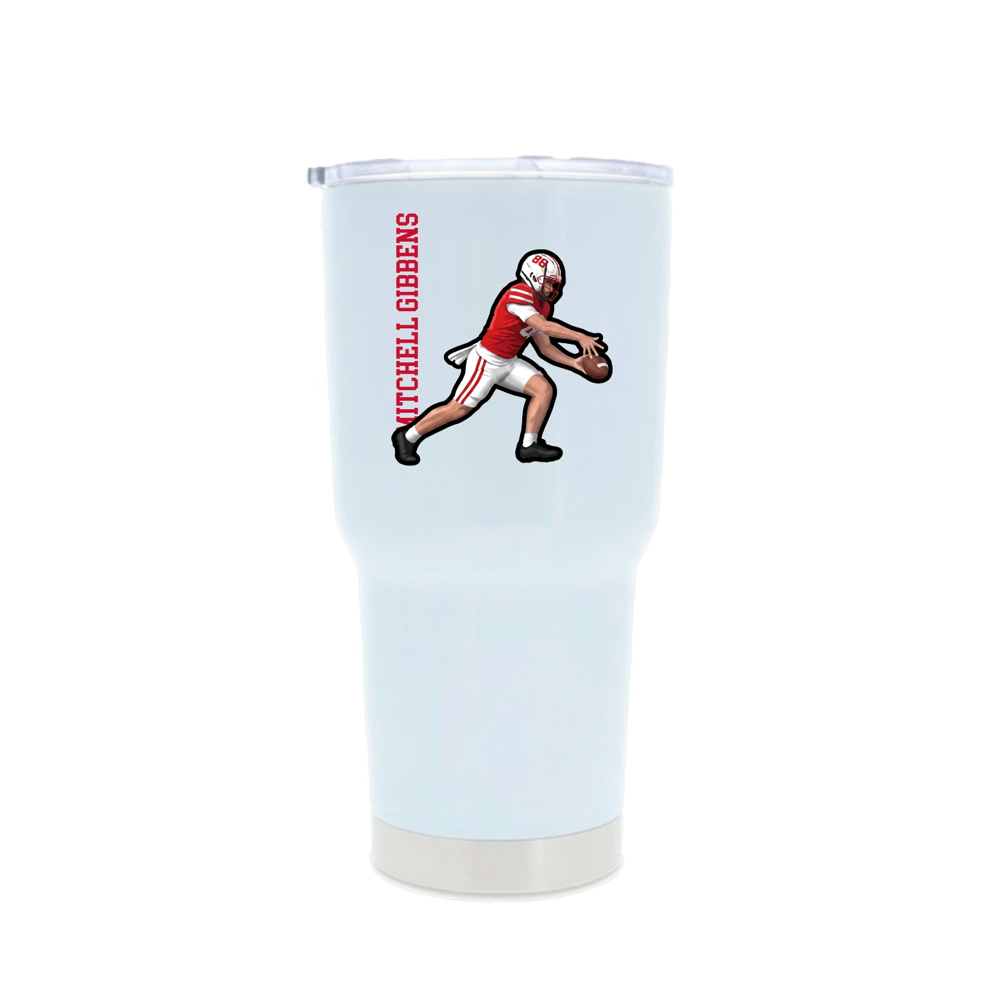 30oz Stainless Steel Tumbler — Name Vertical in White