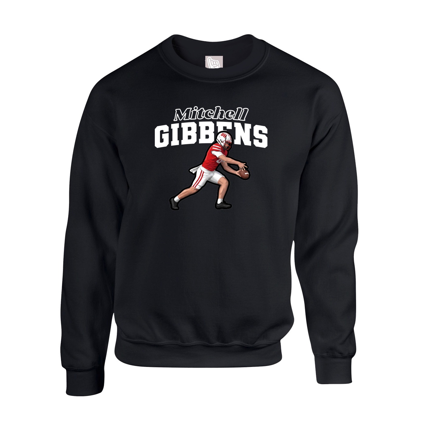 Fleece Crew — Name Arch in Black