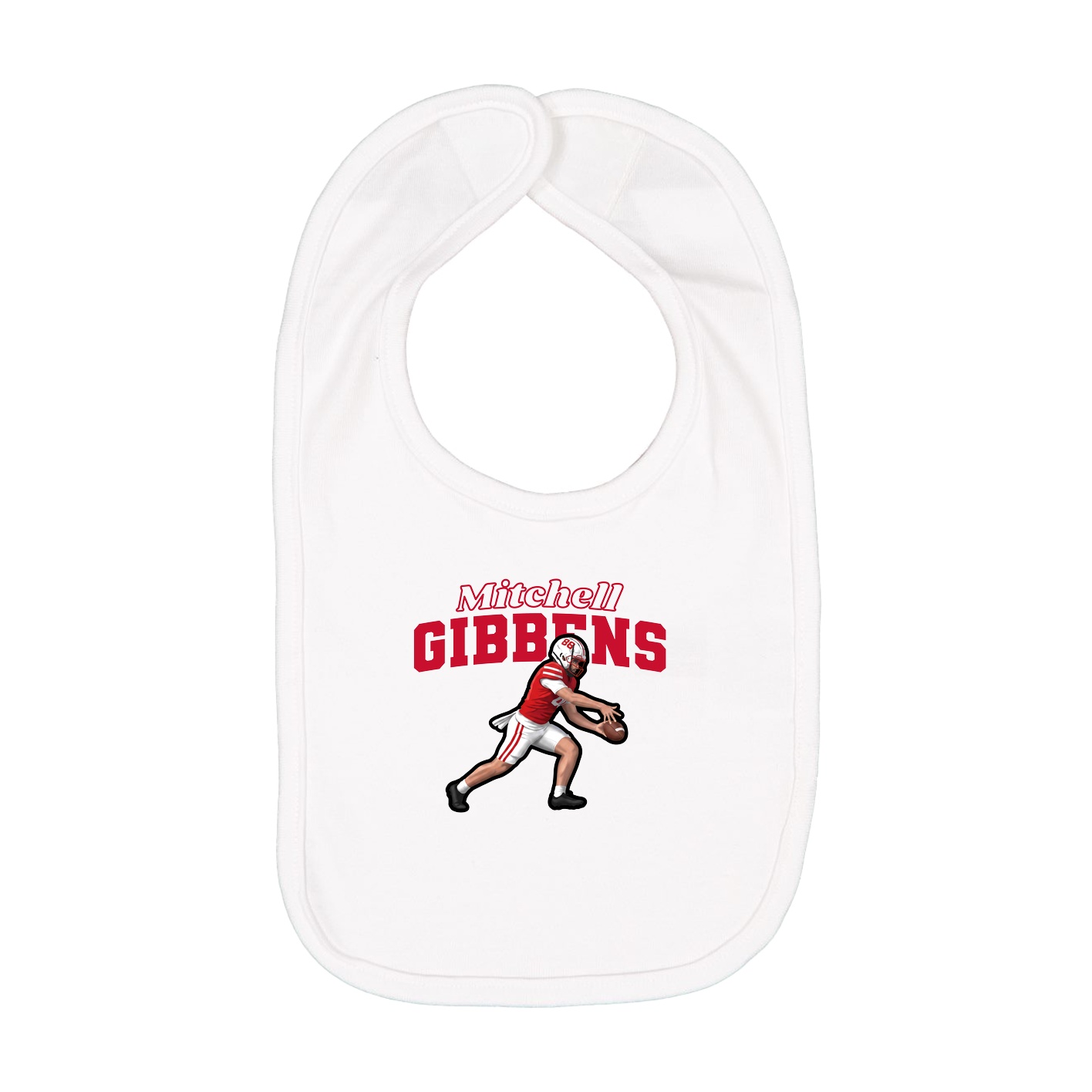 Infant Bib — Name Arch in White