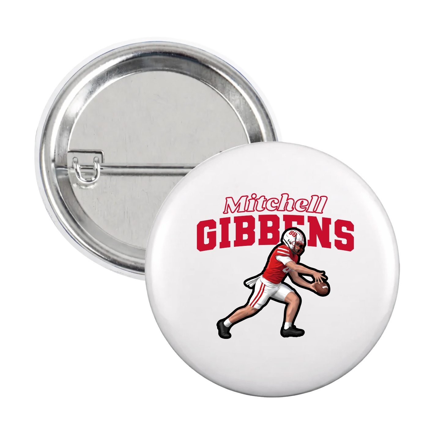 Game Day Button — Name Arch in White