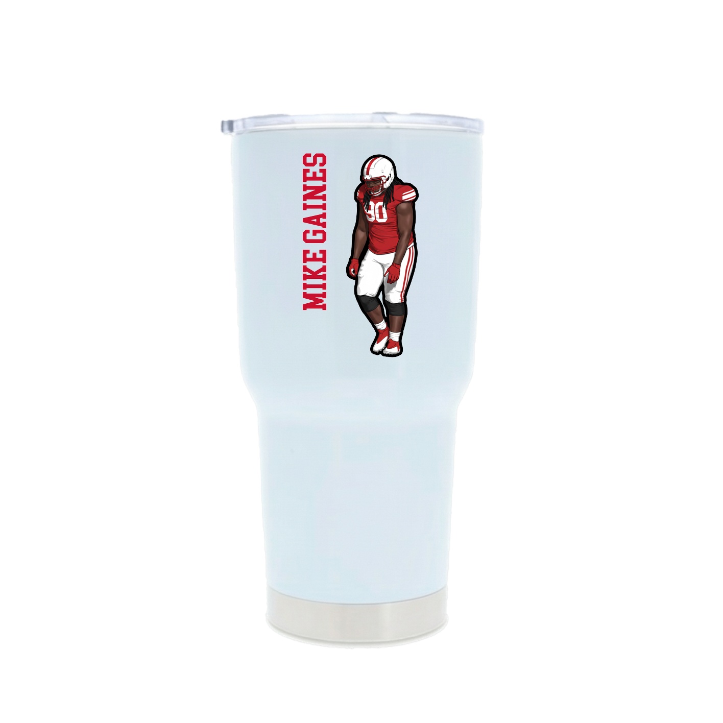 30oz Stainless Steel Tumbler — Name Vertical in White
