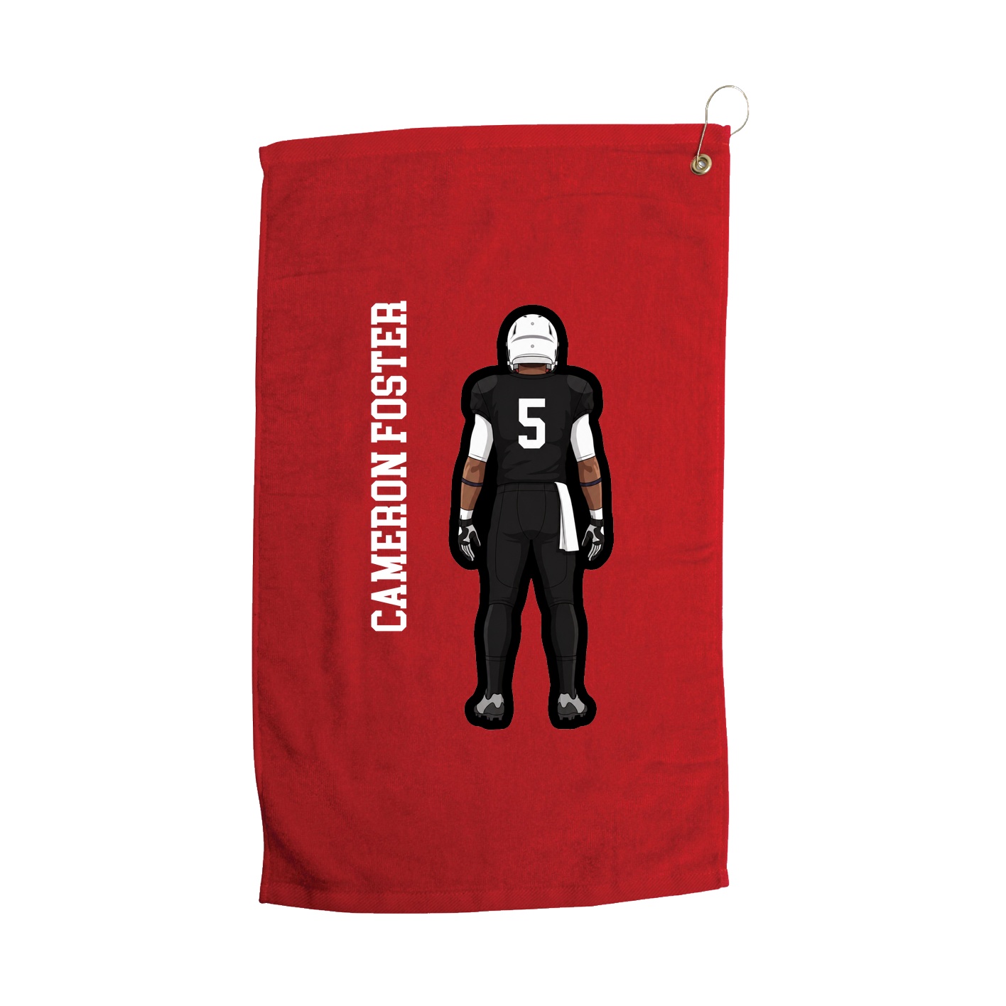Golf Towel — Name Vertical in Red