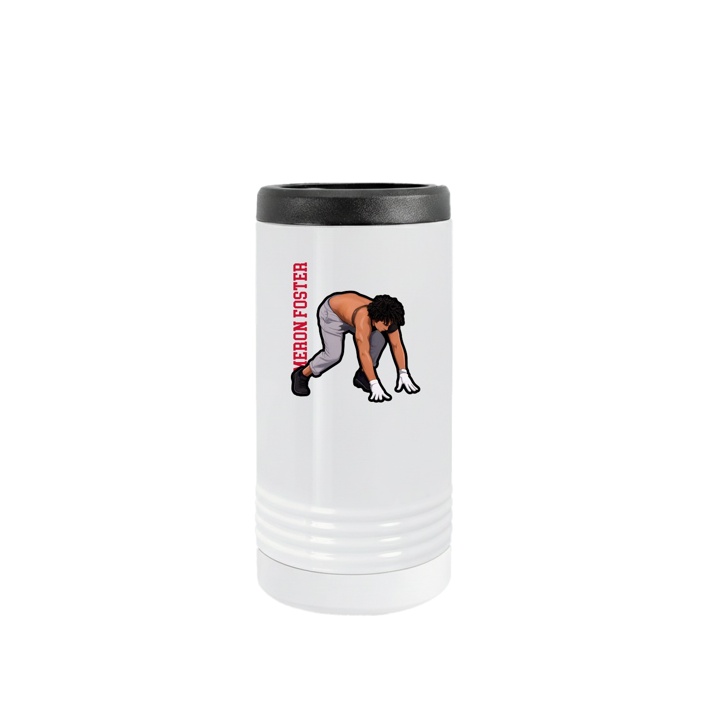 Slim Beverage Holder — Name Vertical in White