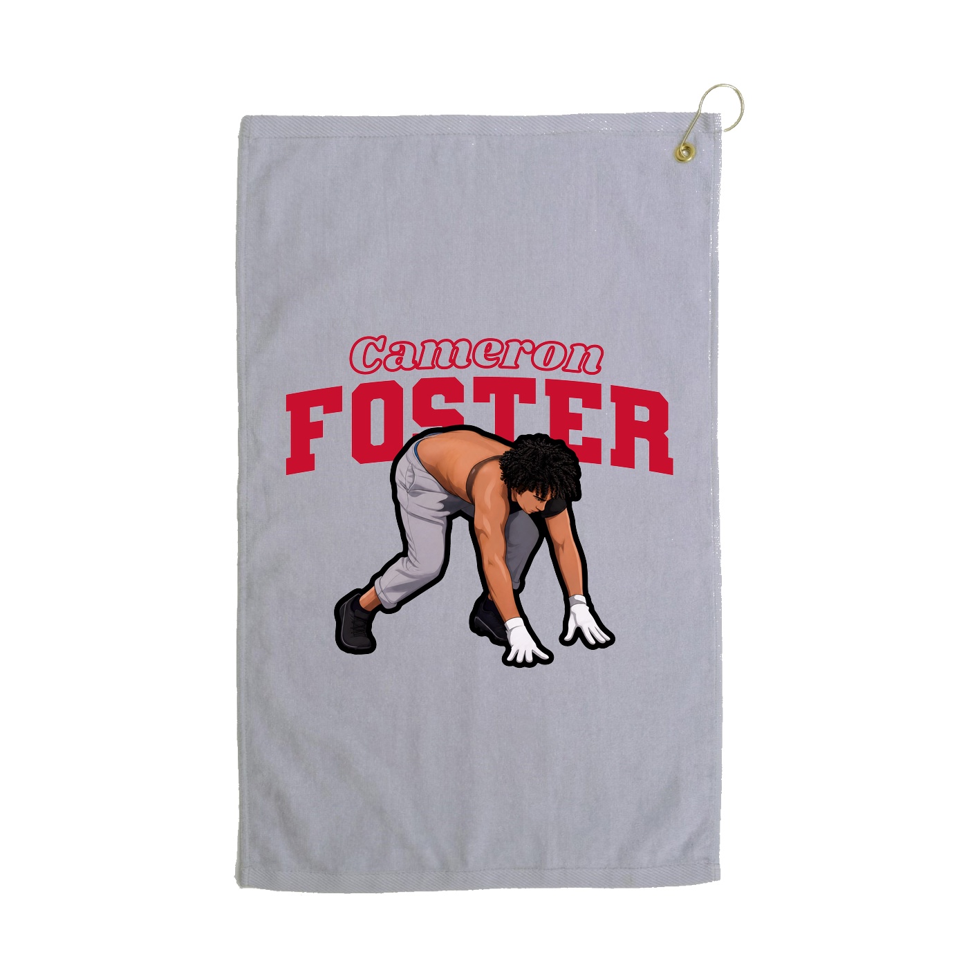 Golf Towel — Name Arch in Grey