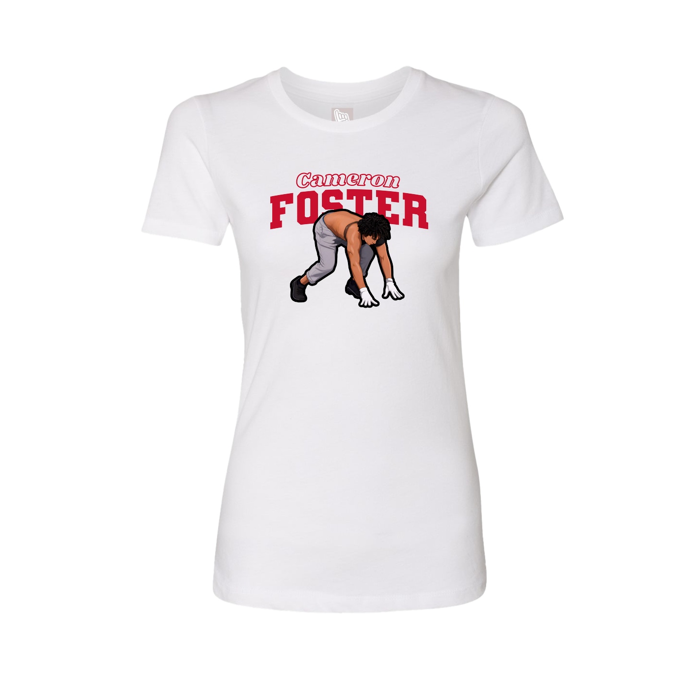 Fitted Women's Tee — Name Arch in White