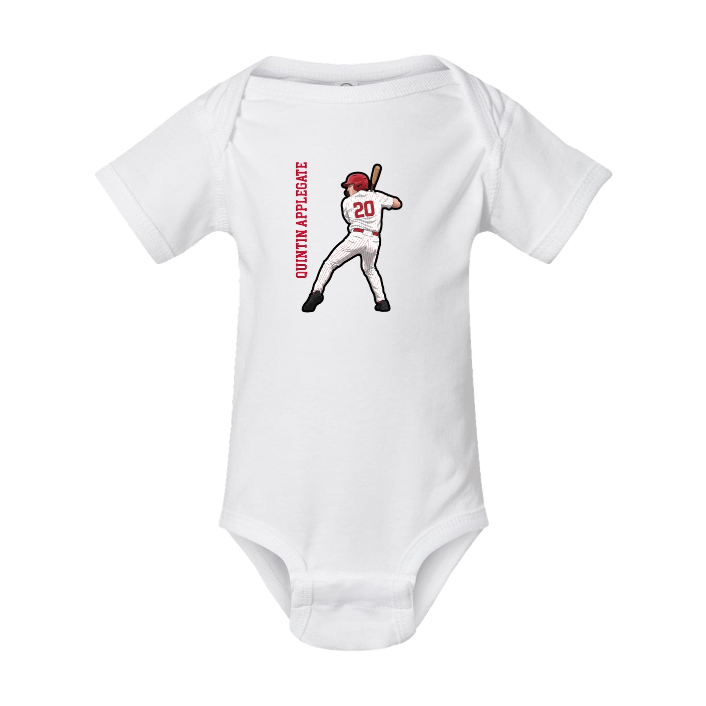 Baby Onesie — Name Vertical in White