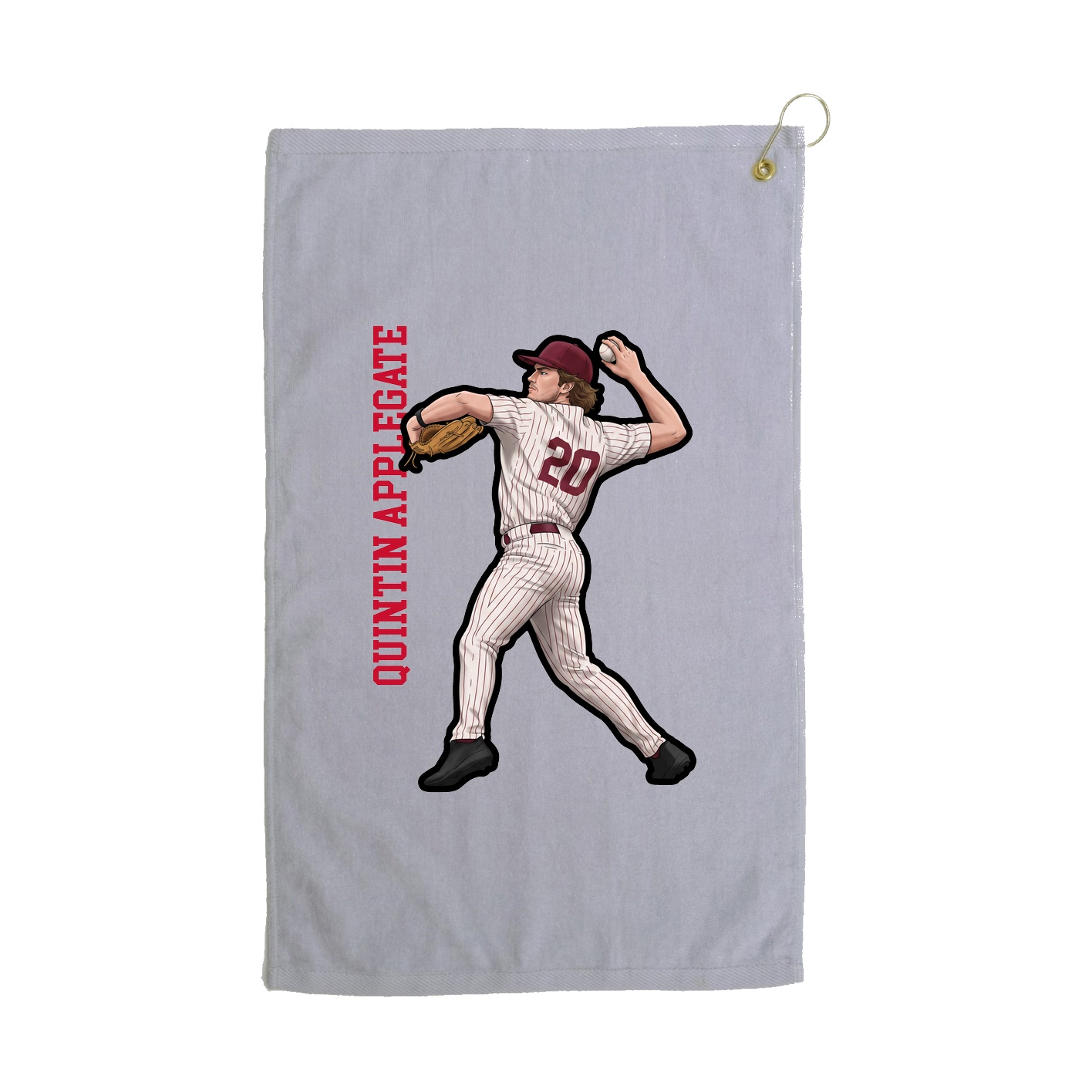 Golf Towel — Name Vertical in Grey