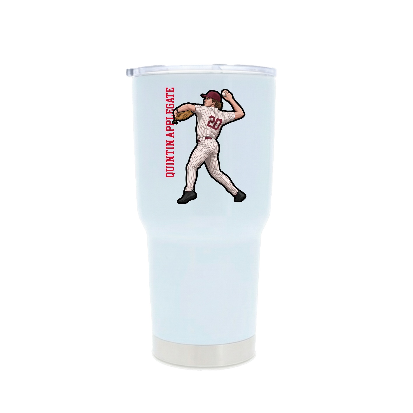 30oz Stainless Steel Tumbler — Name Vertical in White