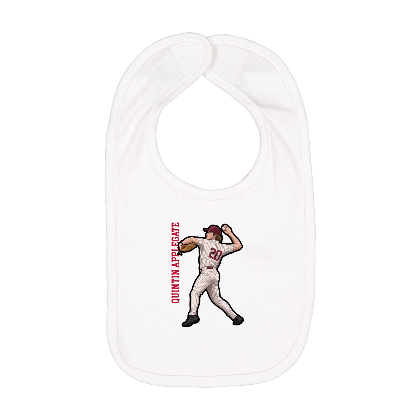 Infant Bib — Name Vertical in White