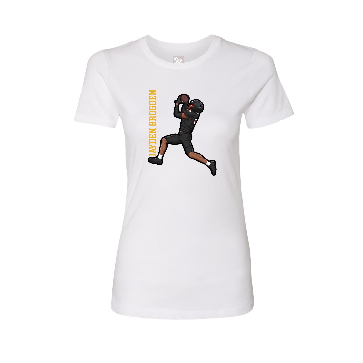Womens Tee — Name Vertical in White