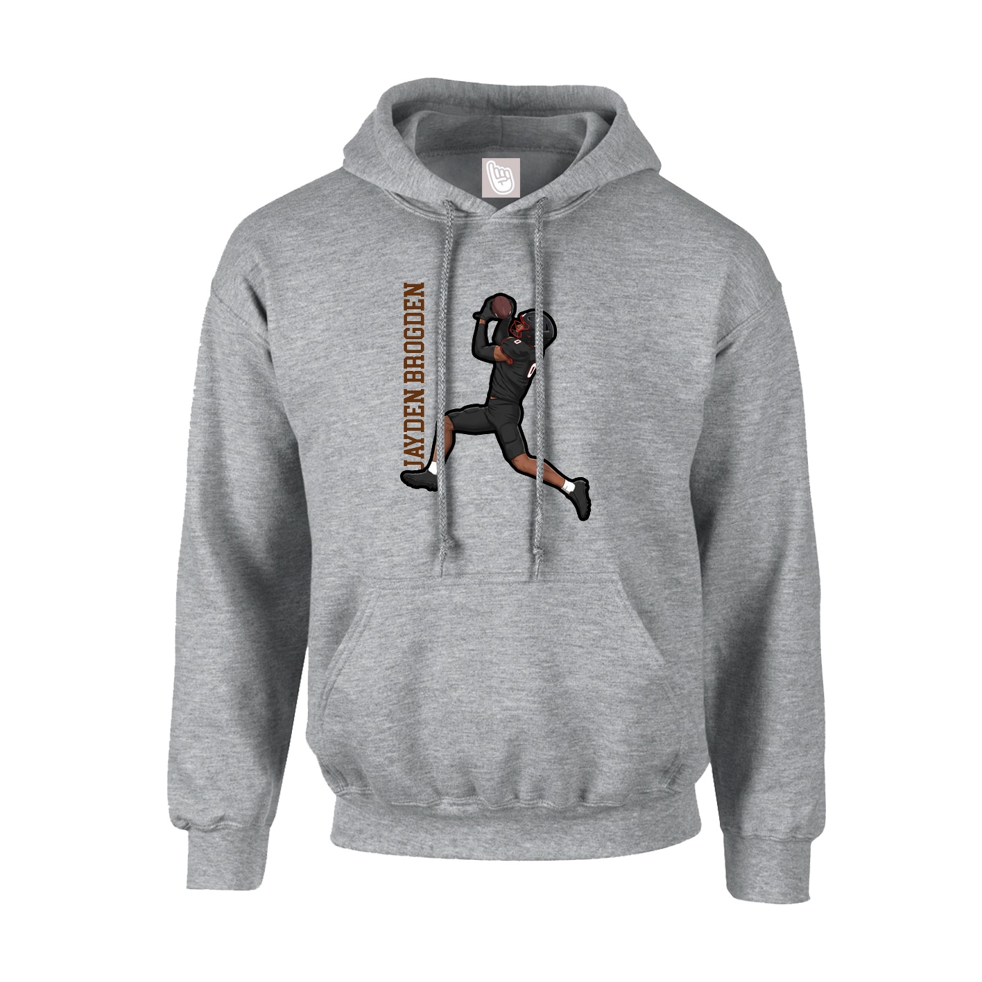 Youth Hoodie — Name Vertical in Grey