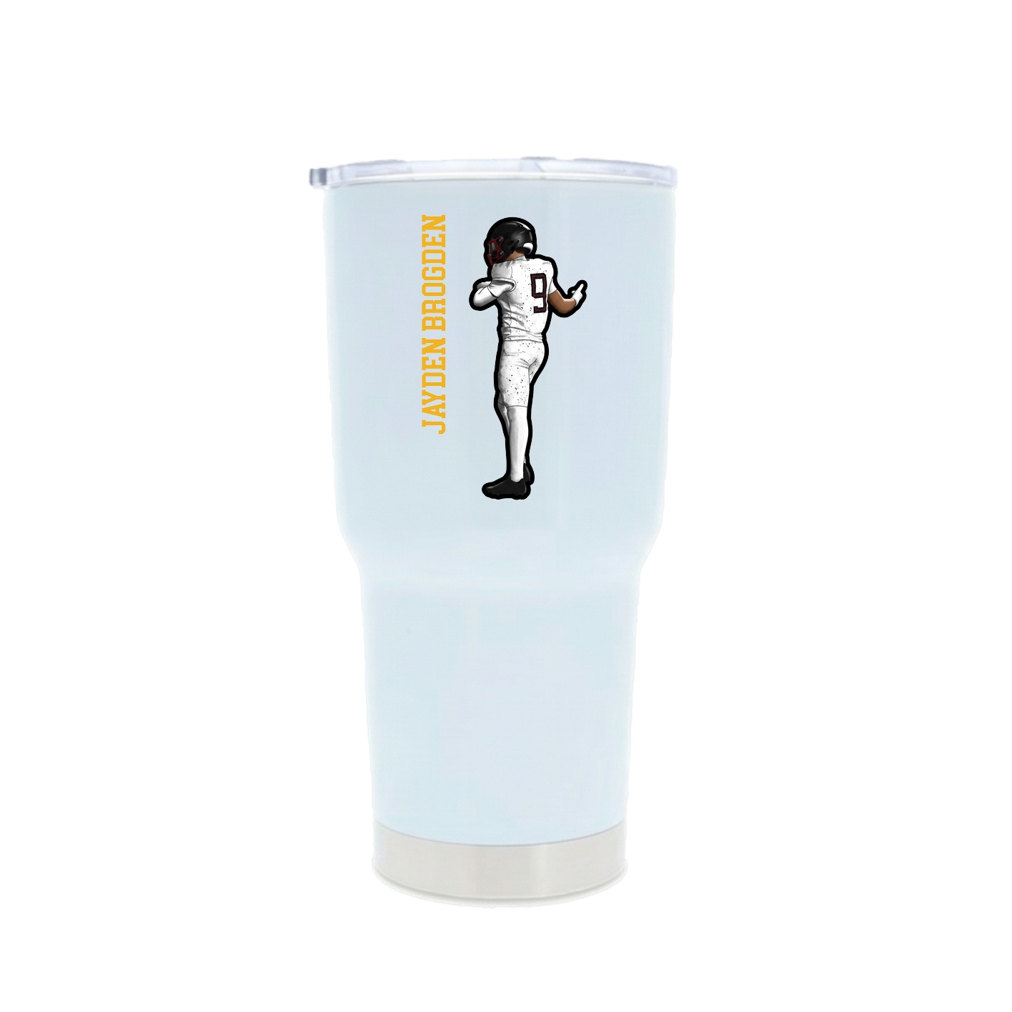 30oz Stainless Steel Tumbler — Name Vertical in White