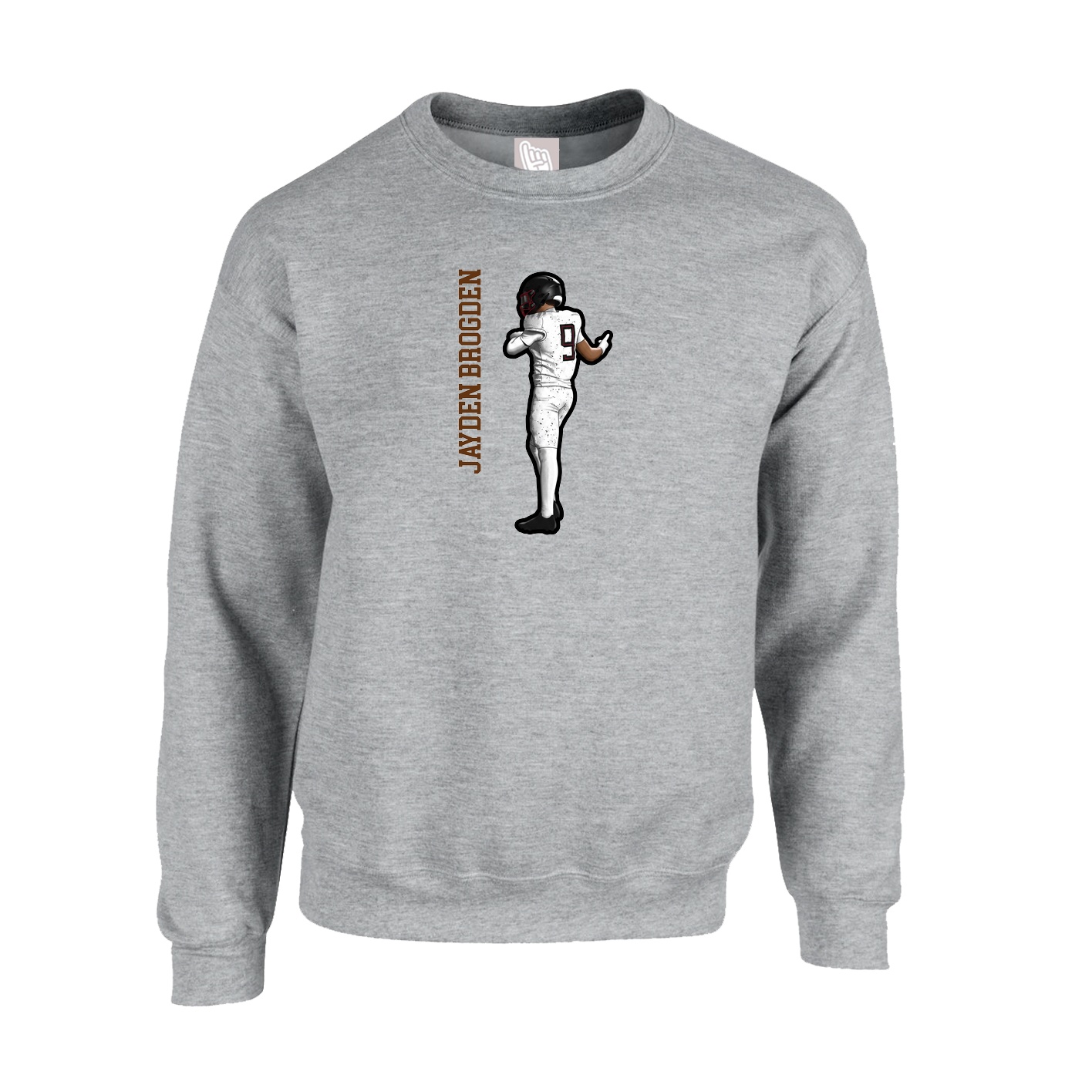 Fleece Crew — Name Vertical in Grey