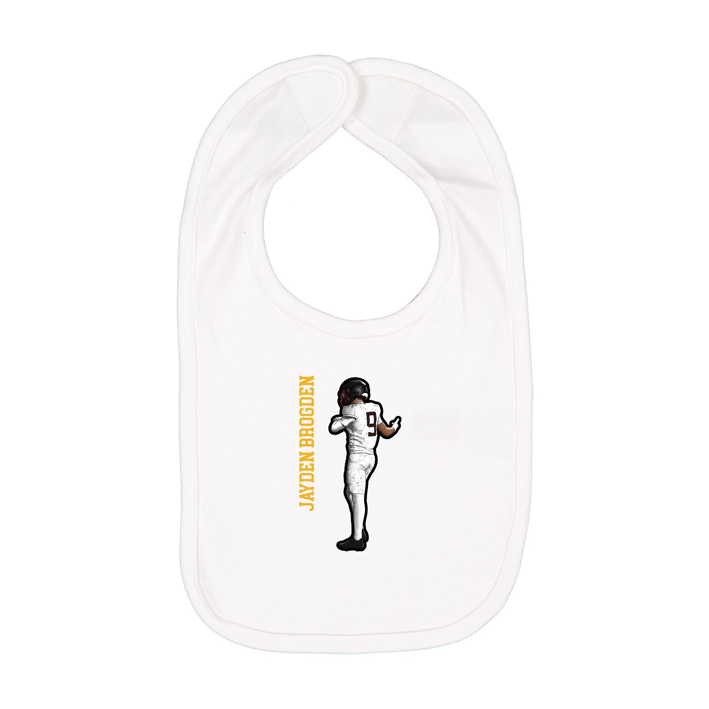 Infant Bib — Name Vertical in White