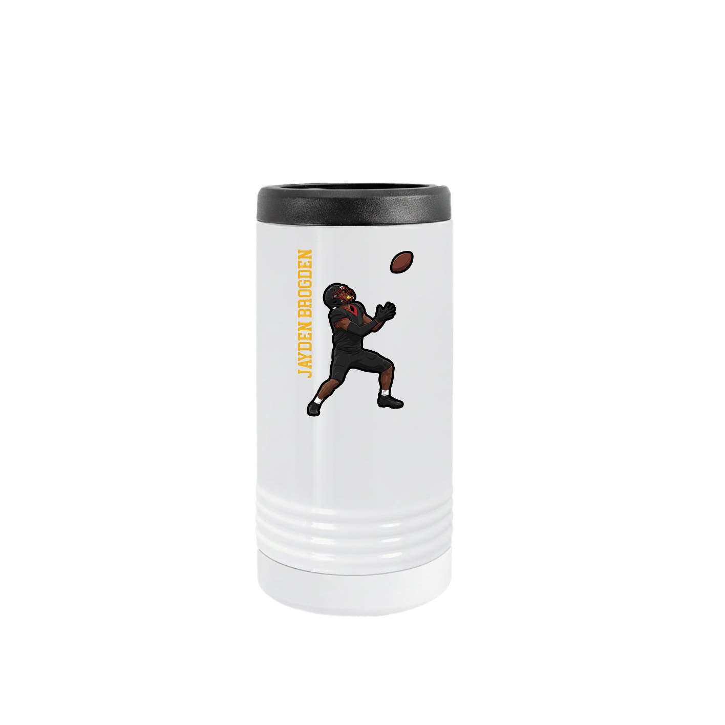Slim Beverage Holder — Name Vertical in White