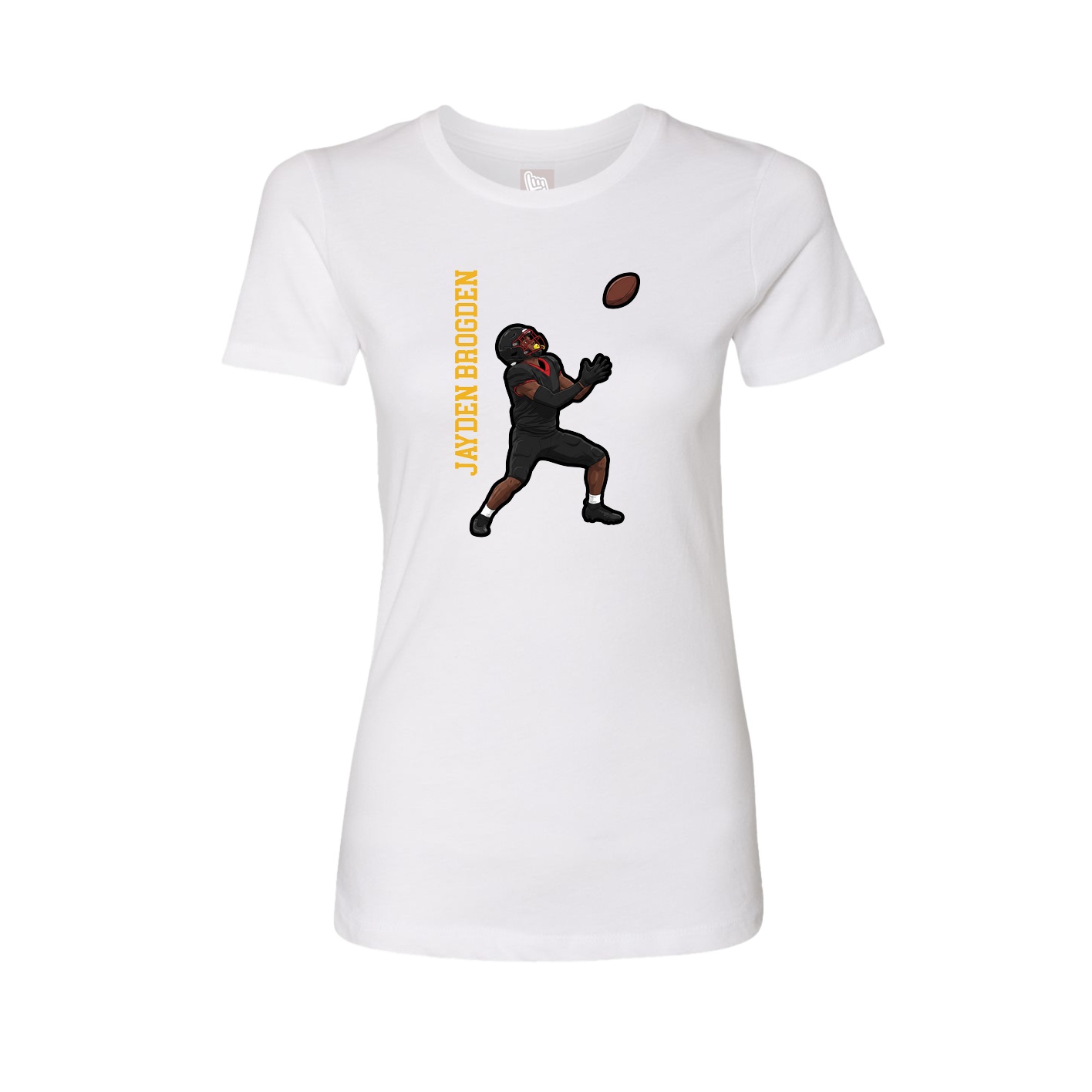 Womens Tee — Name Vertical in White