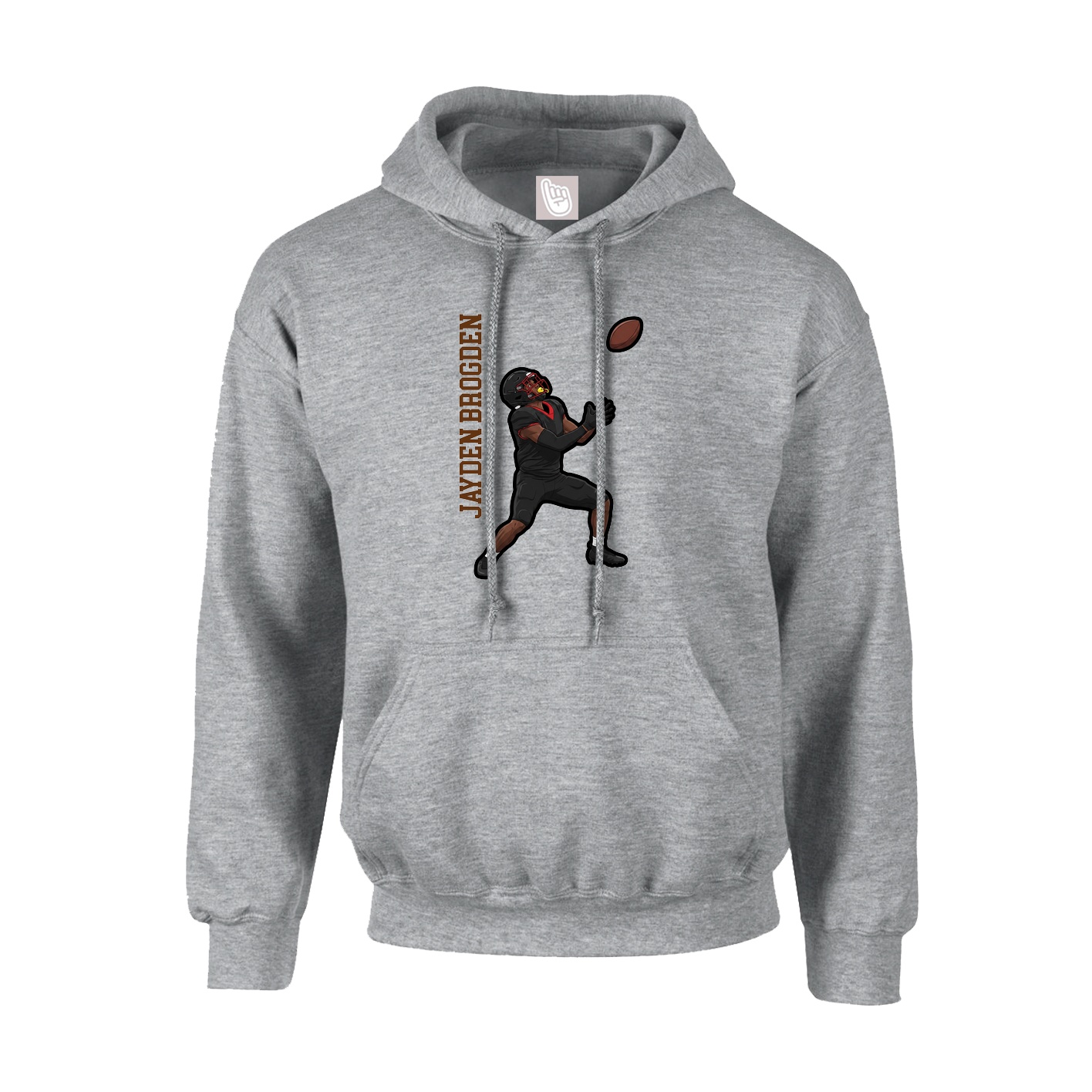 Hoodie — Name Vertical in Grey