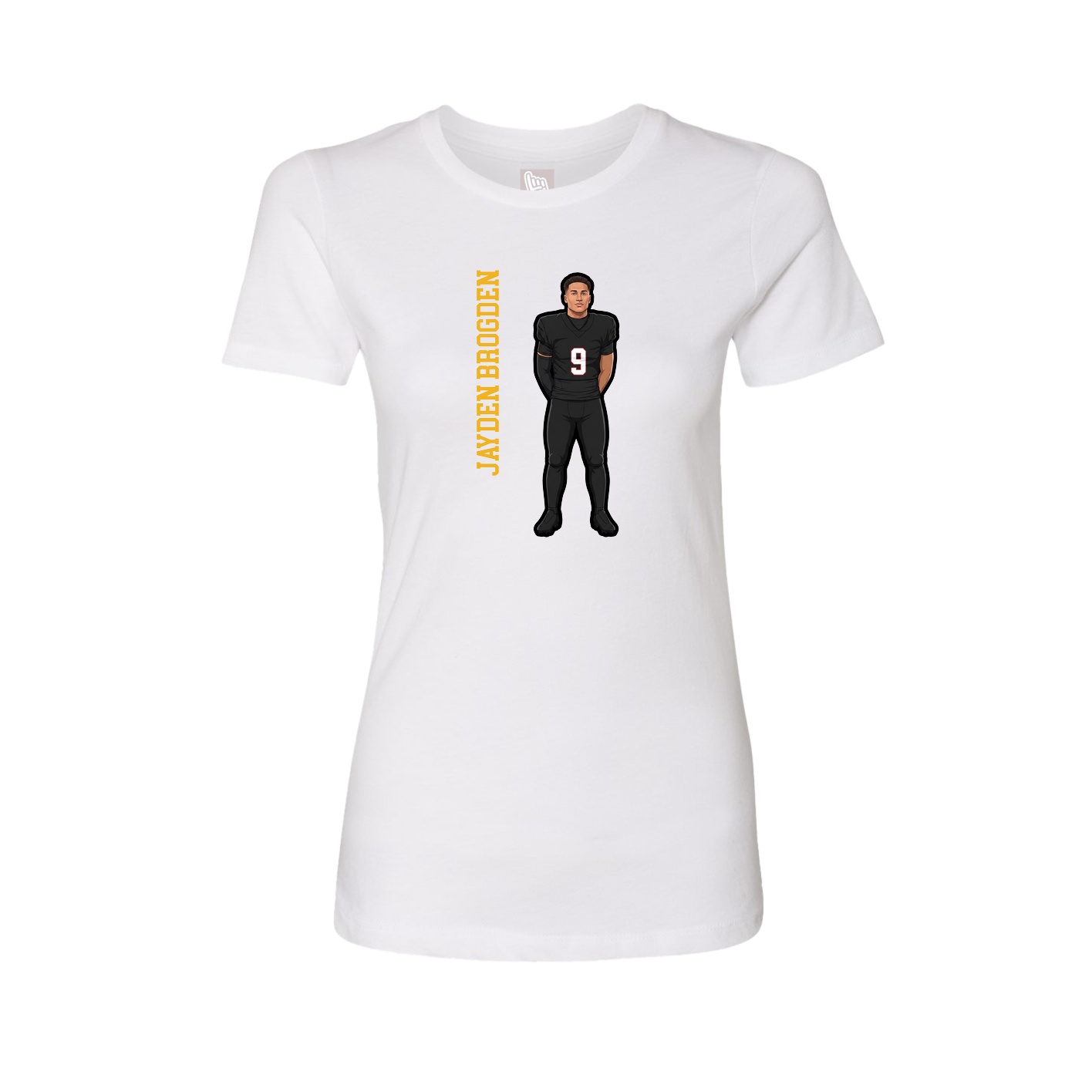Womens Tee — Name Vertical in White