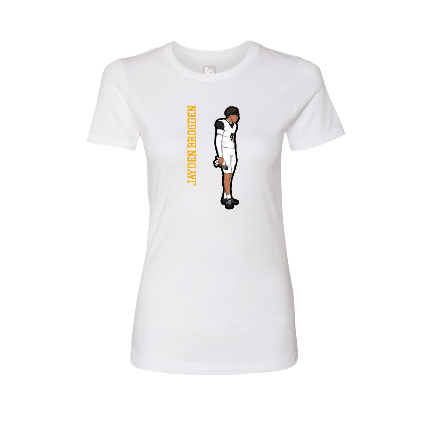 Womens Tee — Name Vertical in White