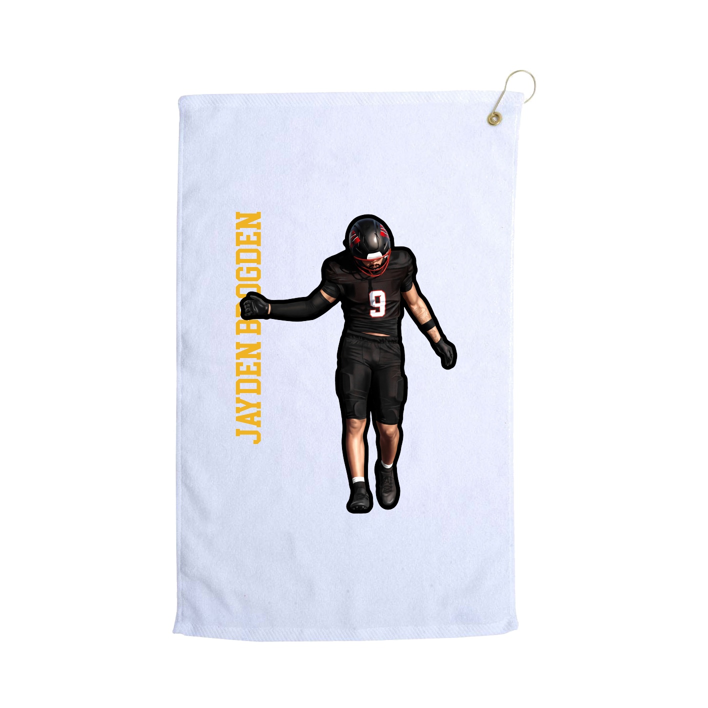 Golf Towel — Name Vertical in White