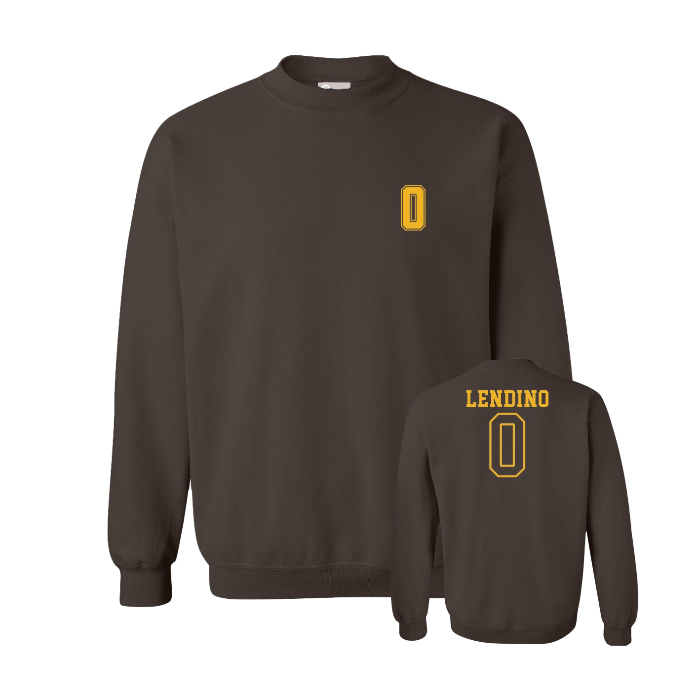 Fleece Crew — Chest Back in Brown