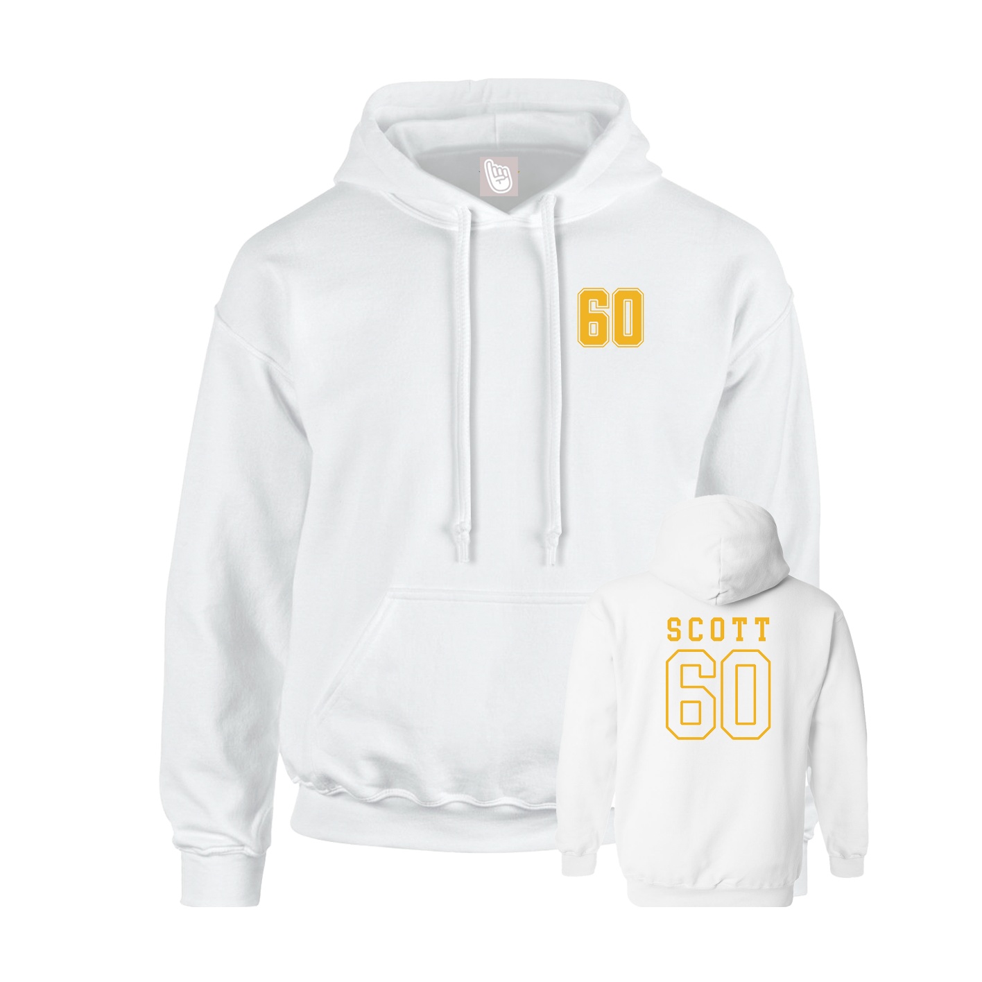 Youth Hoodie — Chest Back in White