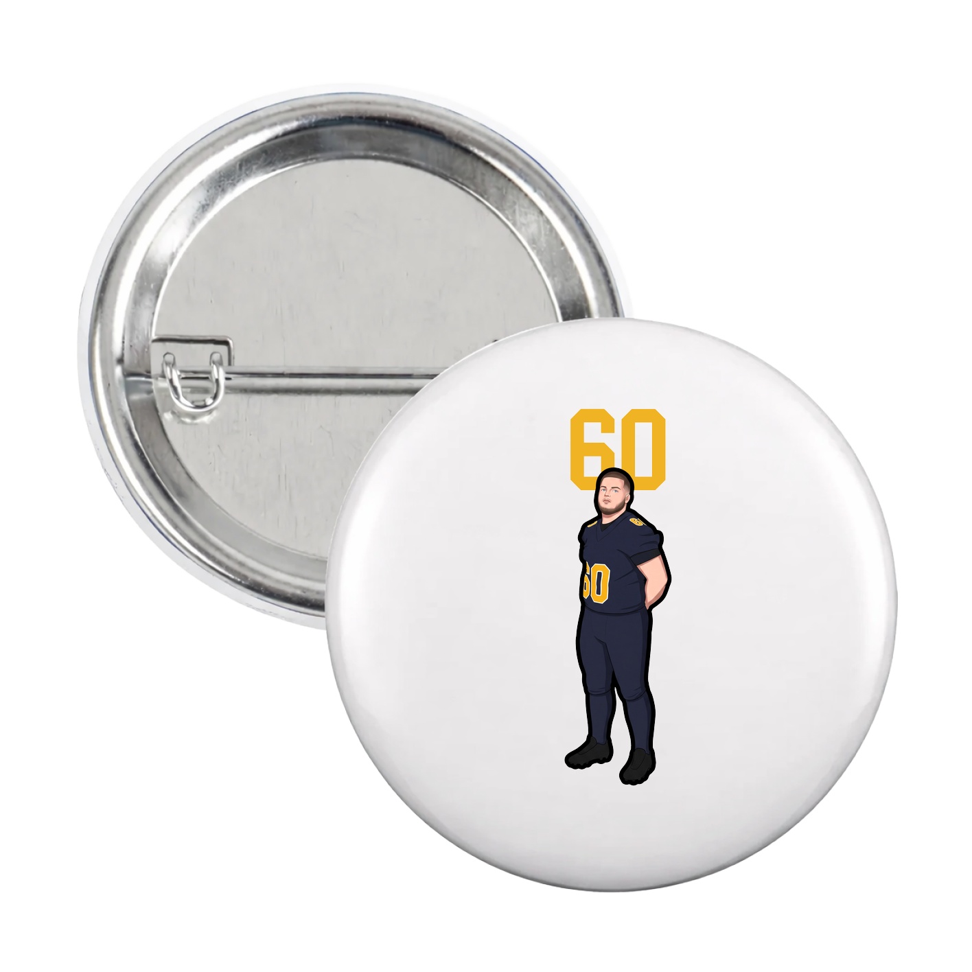 Game Day Button — Number Top in White