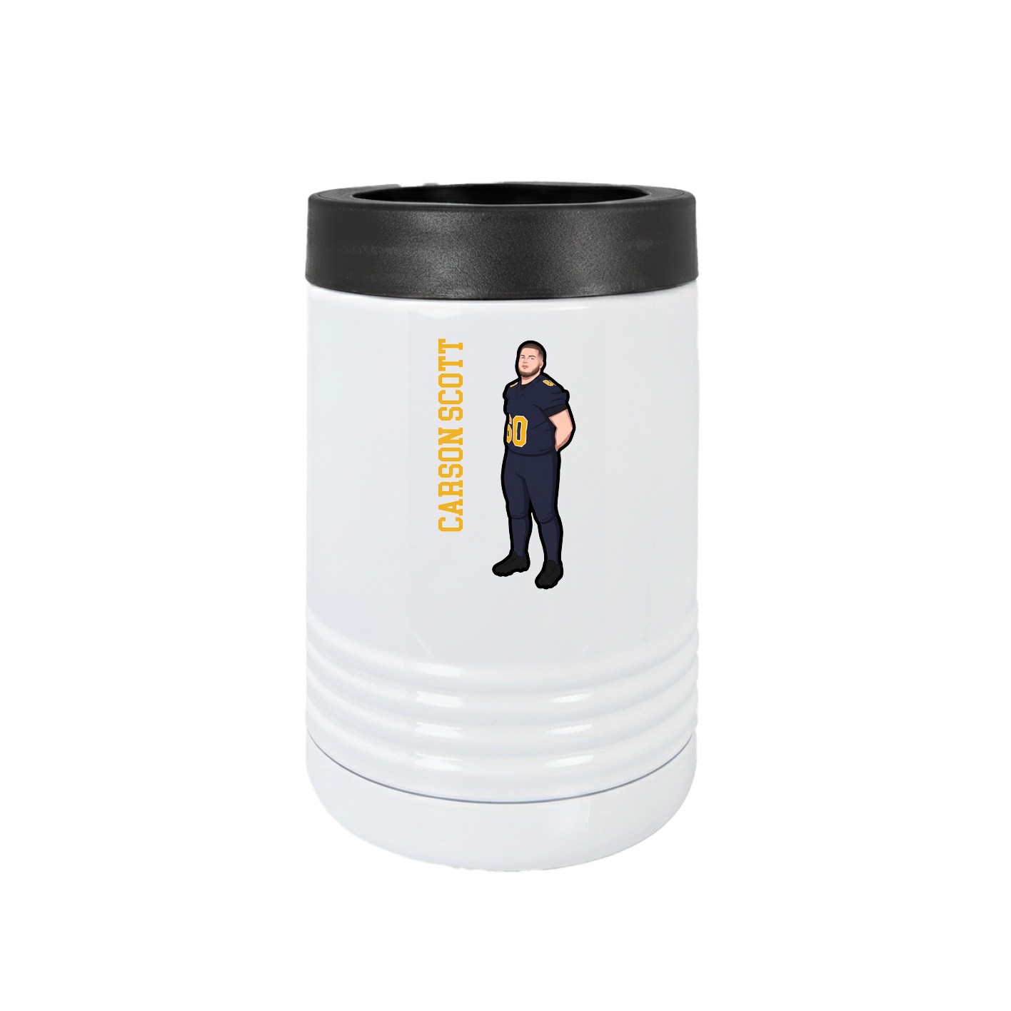 Beverage Holder — Name Vertical in White