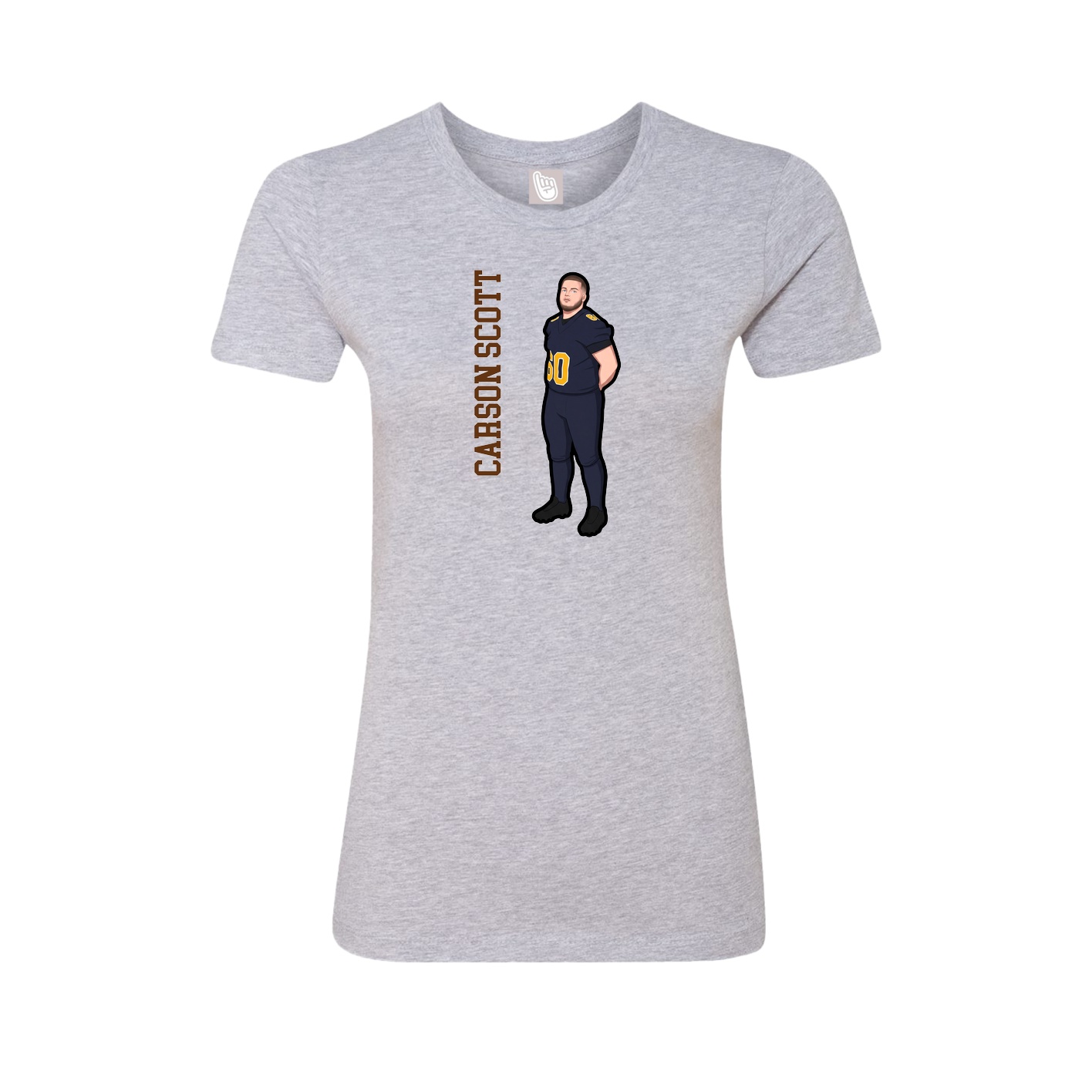 Fitted Women's Tee — Name Vertical in Grey