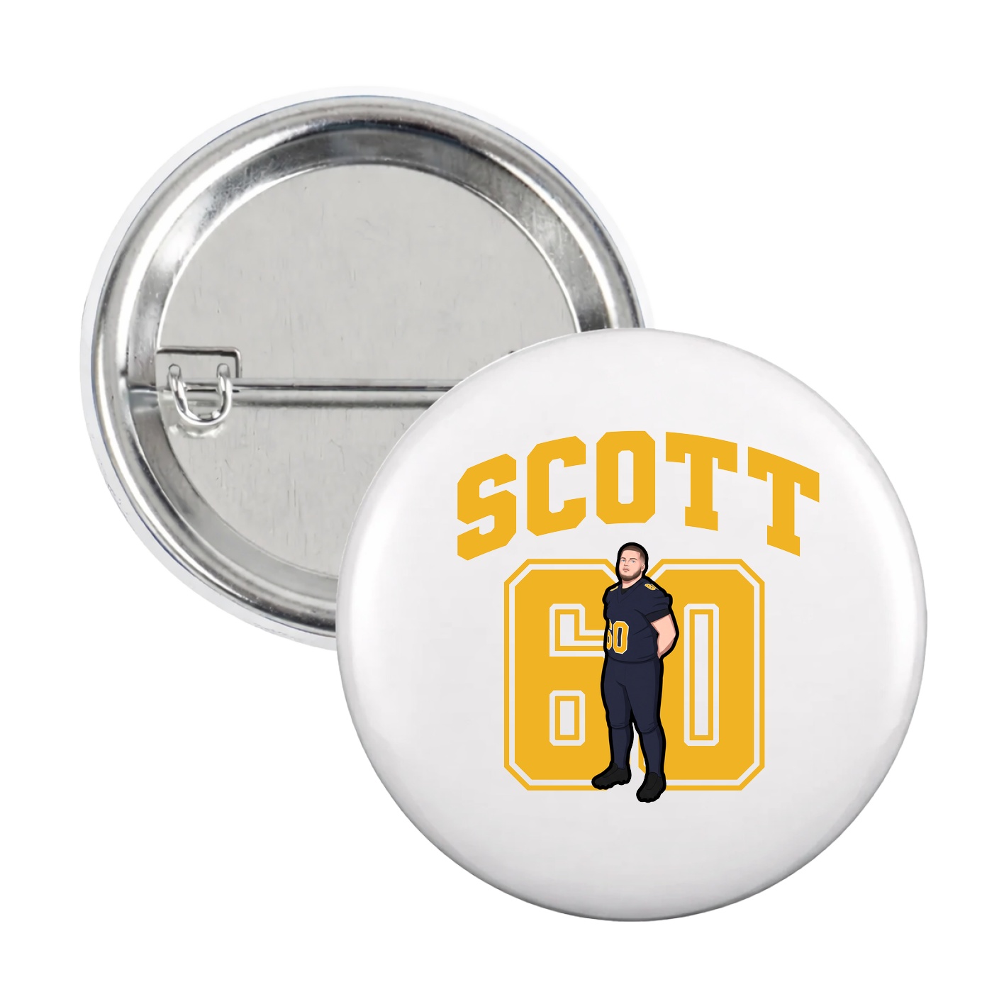 Game Day Button — Number in White