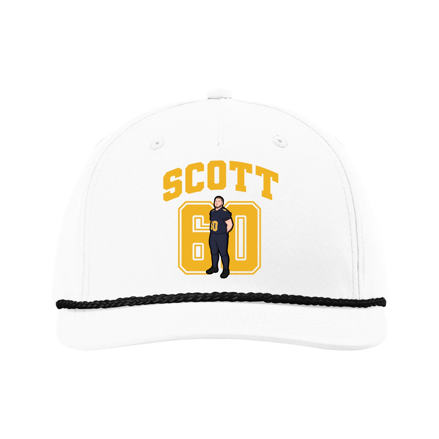 Five-Panel Classic Rope Cap — Number in White