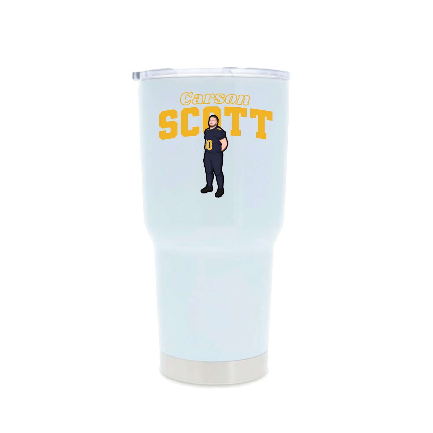 30oz Stainless Steel Tumbler — Name Arch in White