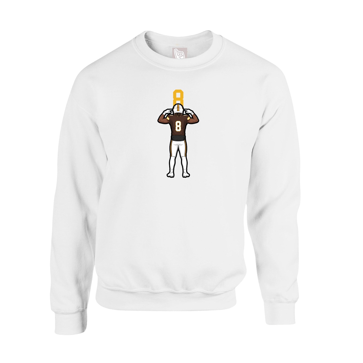 Fleece Crew — Number Top in White