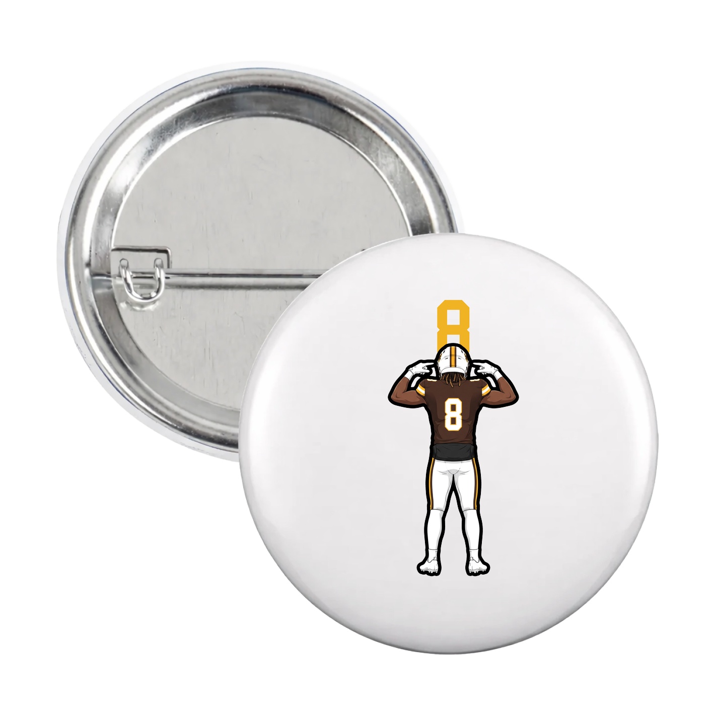 Game Day Button — Number Top in White