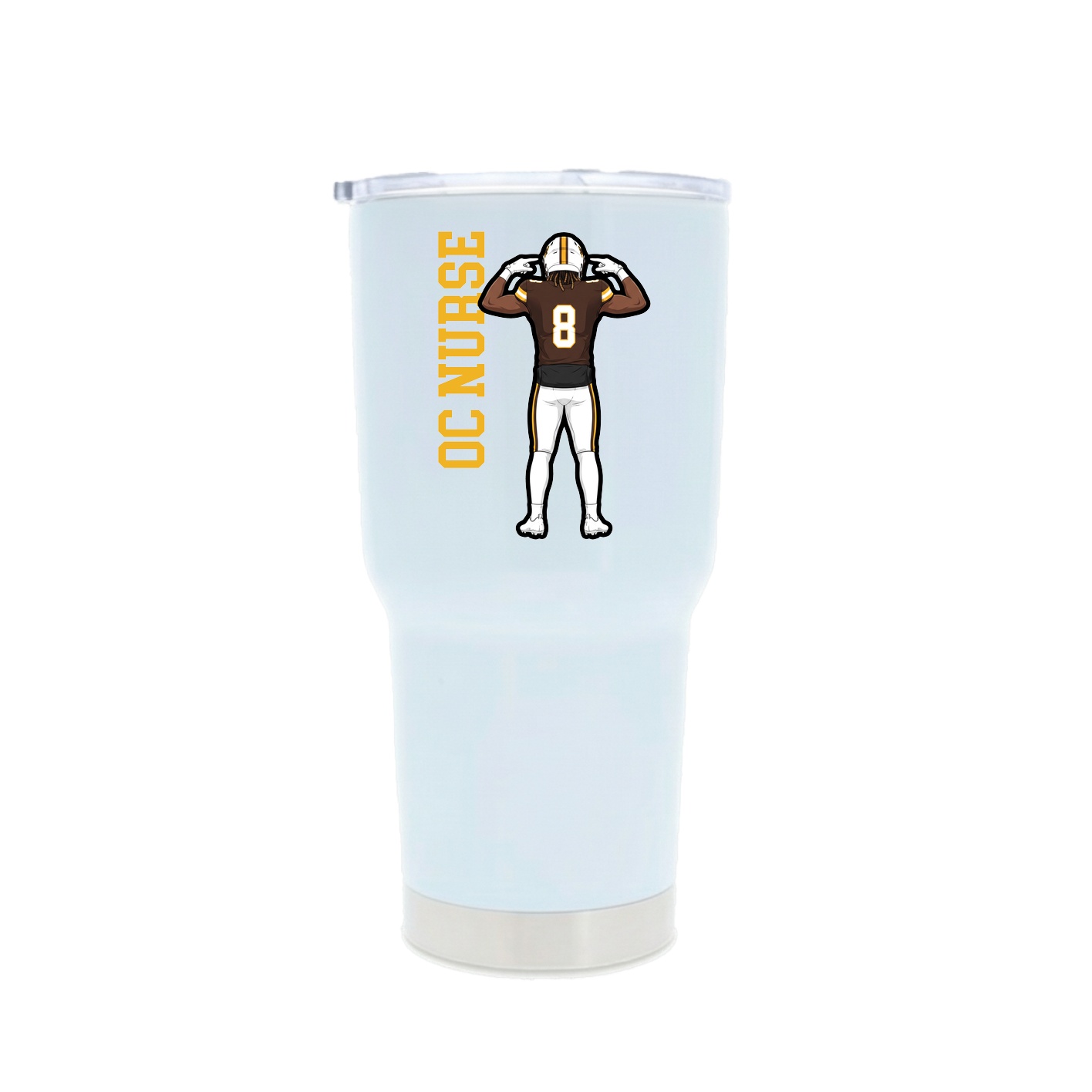 30oz Stainless Steel Tumbler — Name Vertical in White