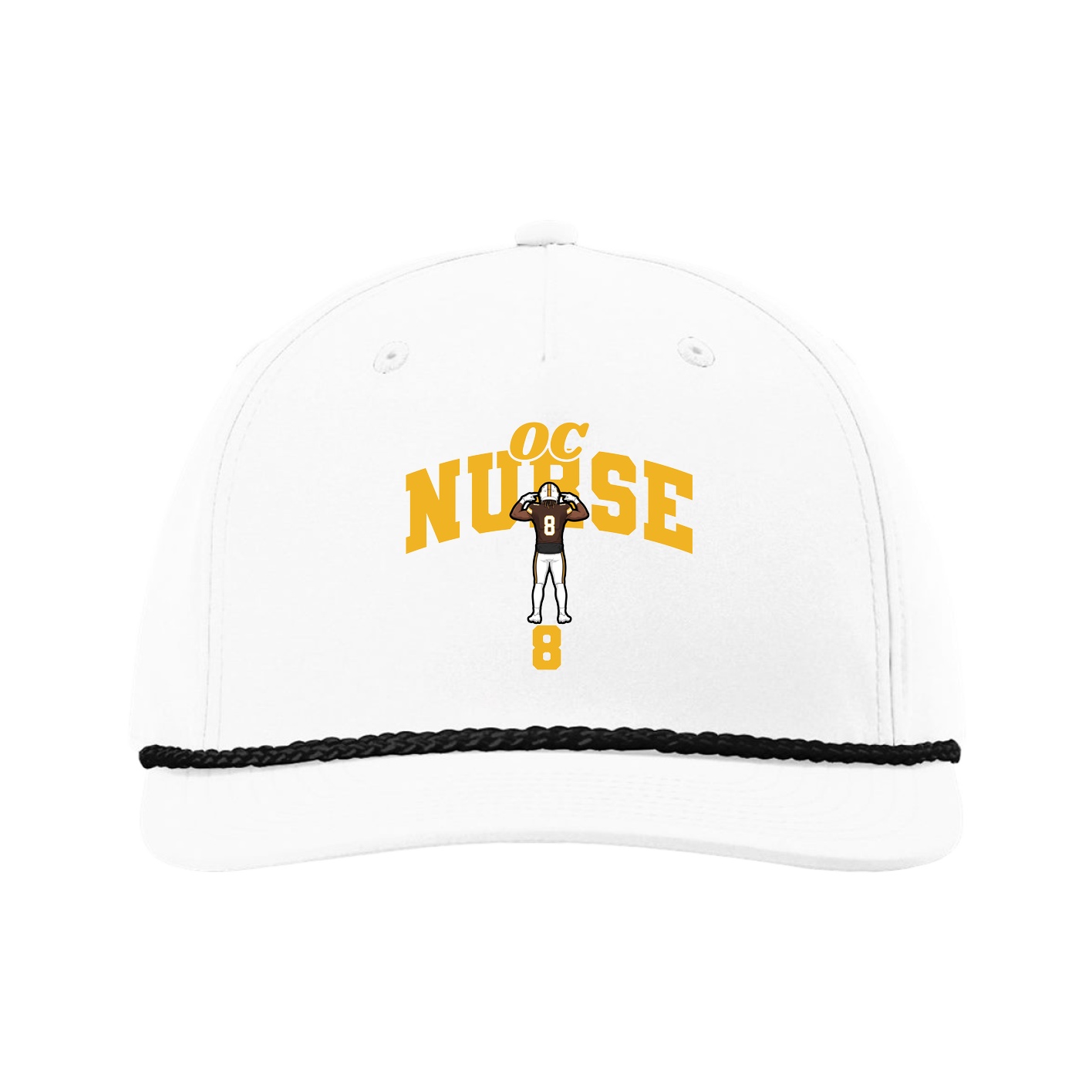 Five-Panel Classic Rope Cap — Signature Arch in White
