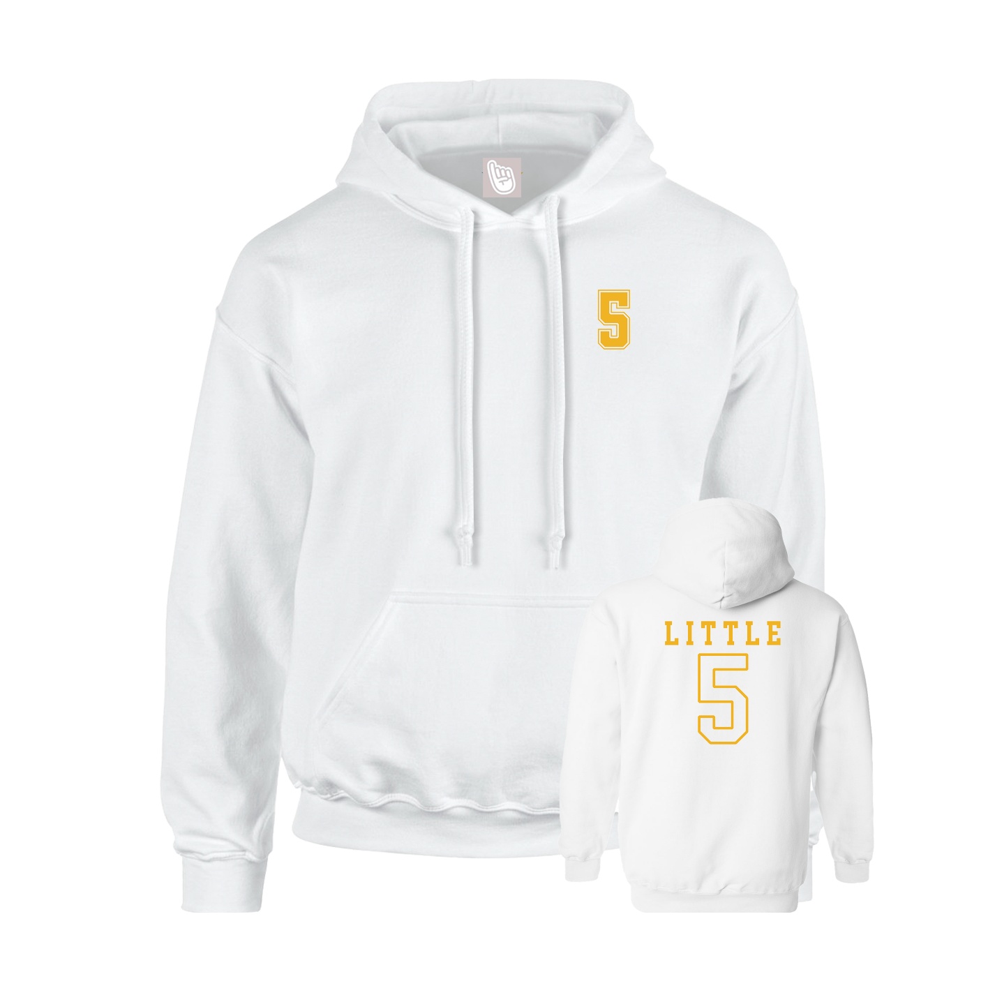 Youth Hoodie — Chest Back in White