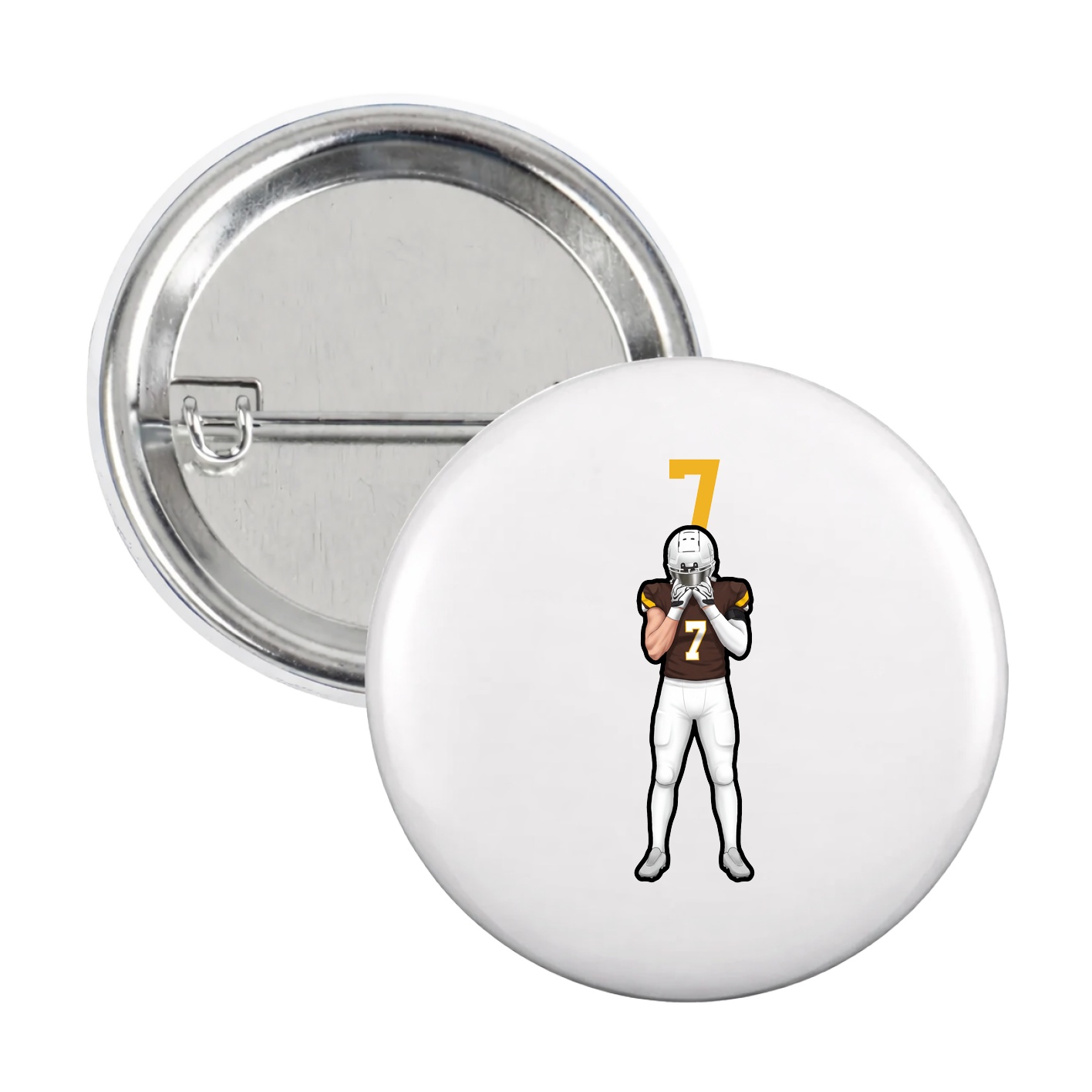 Game Day Button — Number Top in White