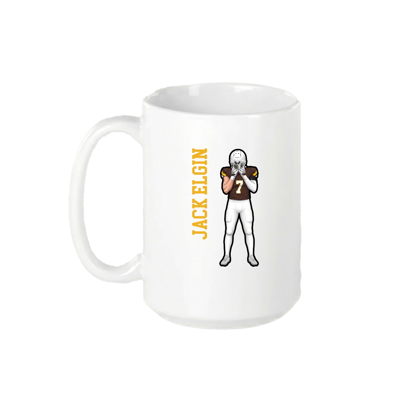 15oz Coffee Mug — Name Vertical in White