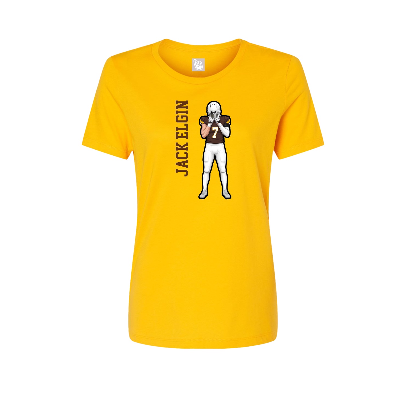 Fitted Women's Tee — Name Vertical in Gold