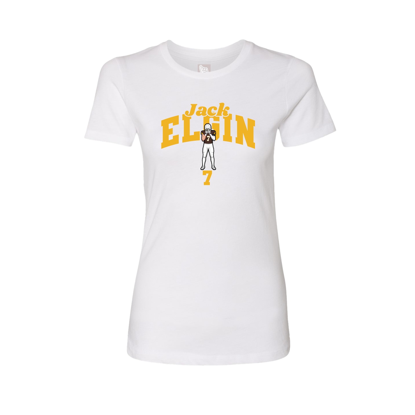 Fitted Women's Tee — Signature Arch in White